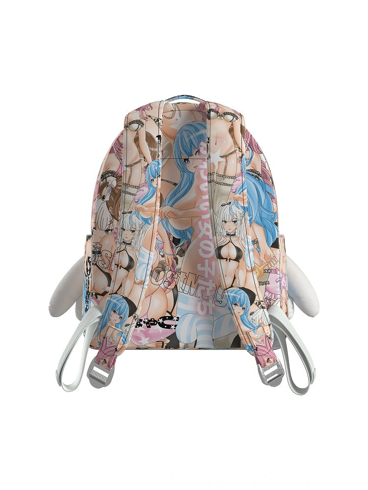 Angel Wings with Backpack Colorful Cartoon Print PU