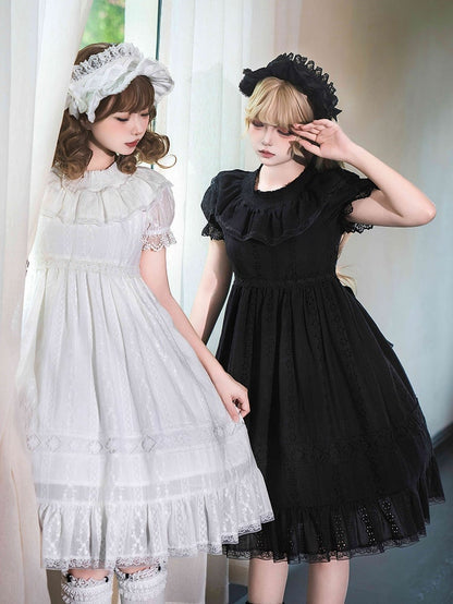 White Lolita Waist Shiro High Puff Cotton Sleeves Dress Sweet