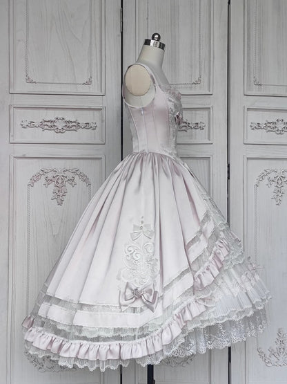 Rosette Light Pink Elegant Wedding Hanayome Lolita Jumper Skirt + Underskirt