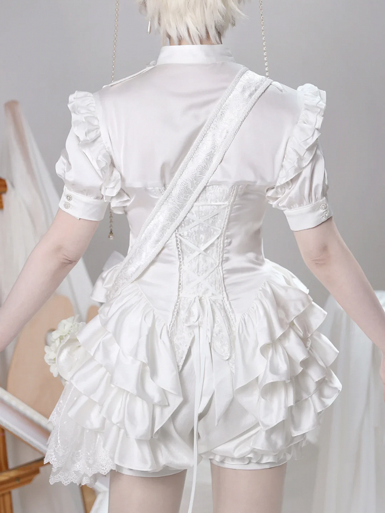 White Lolita Bloomer Prince Shorts High Ouji Boned Waist