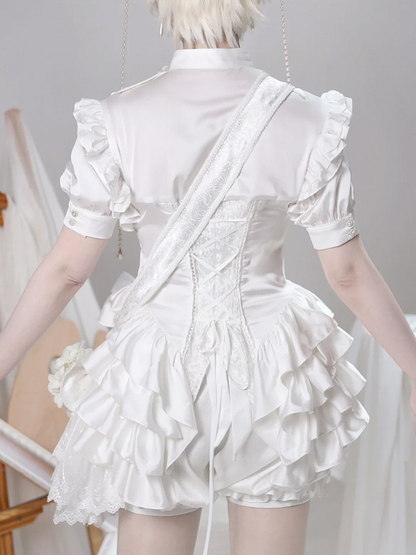 White Lolita Bloomer Prince Shorts High Ouji Boned Waist