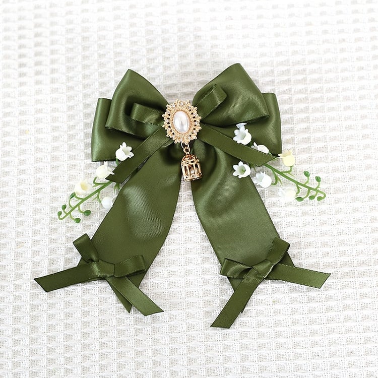 Die Bowknot Lolita Haarspange Fresh Of Green Birdcage Lily With Valley Charm