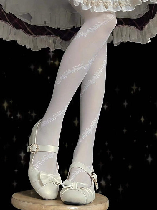 6 Options Semi-sheer Print Lolita Tights