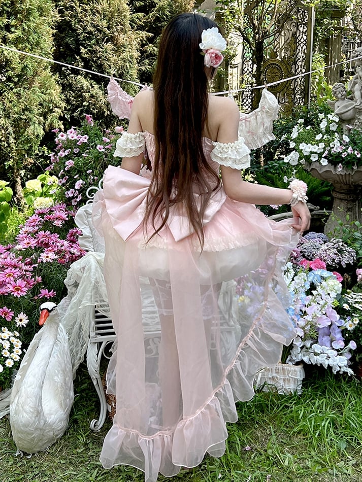 Kei Pink Fairy Bubble Corset Dress Floral Decorations Bodice