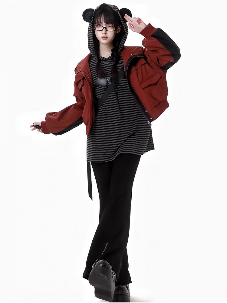 Black Criss-cross Chain Zip Cuffs Fishtail Pants