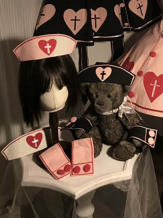 / Weiß Blau Rosa Krankenschwester Schwarz Hut