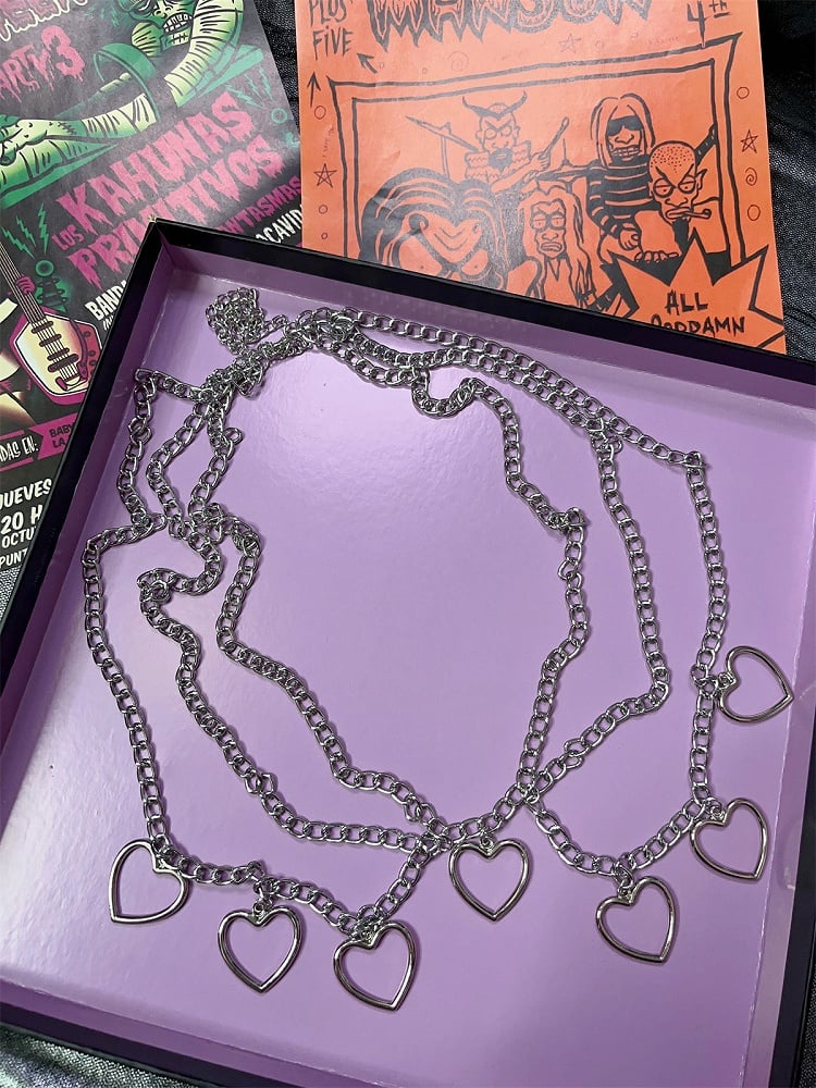 Punk Multi-layers Hearted-shaped Charms Waist Chain