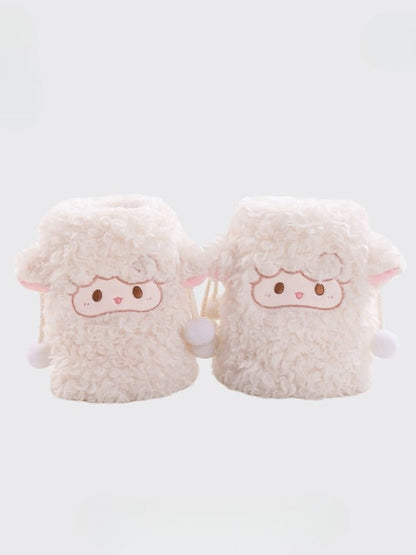 With White Plush Leg Warmers Lamb Pompon