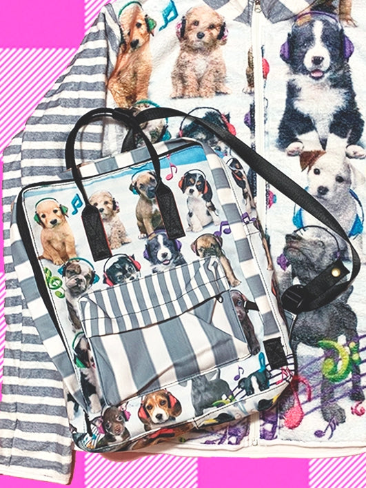 Rucksack Puppy Kawaii Grau Daily Print