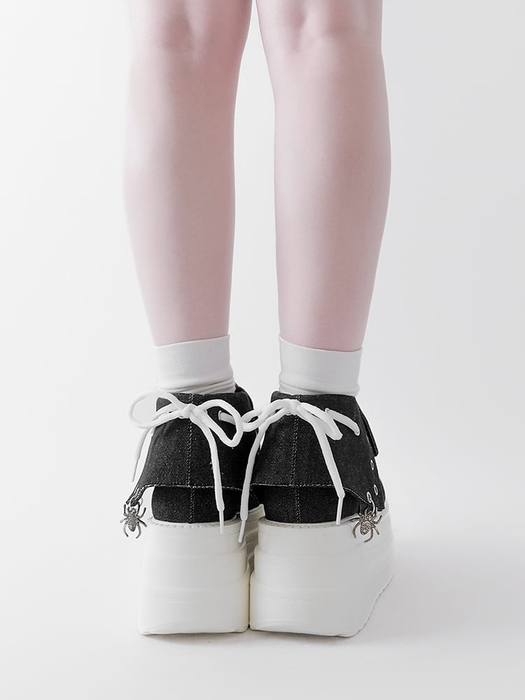 Black & White Punk Spider Platform Sneakers