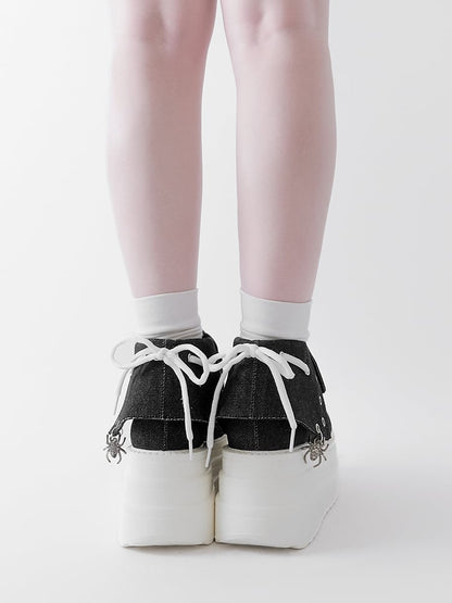 Black & White Punk Spider Platform Sneakers
