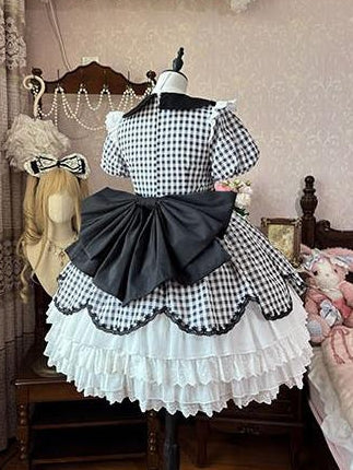Abnehmbare schwarze Lolita-Schleppe aus Organza mit großer Schleife