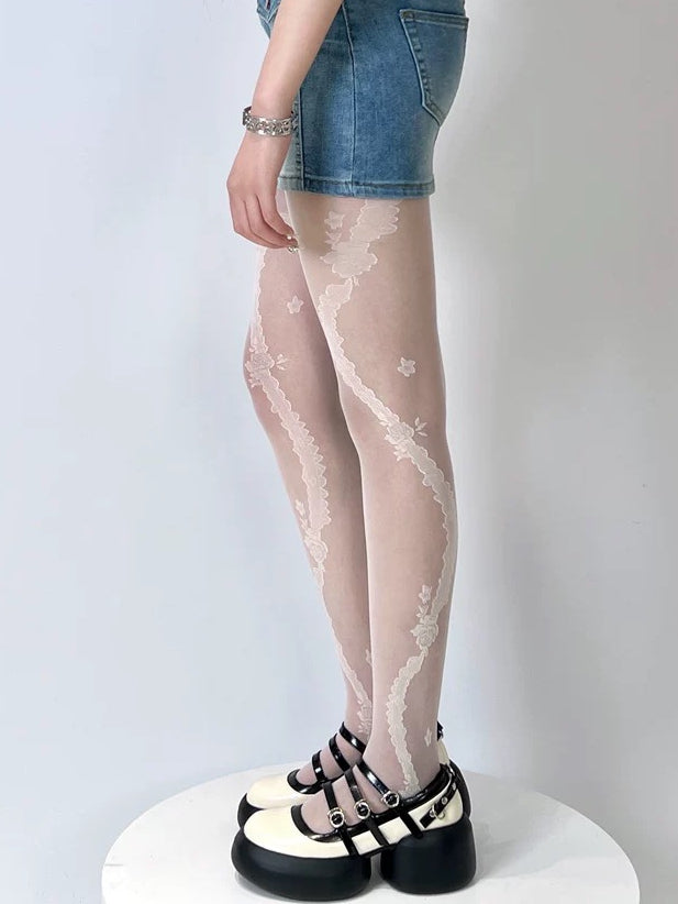 Strumpfhose mit Rosettenmuster in 4 Farboptionen
