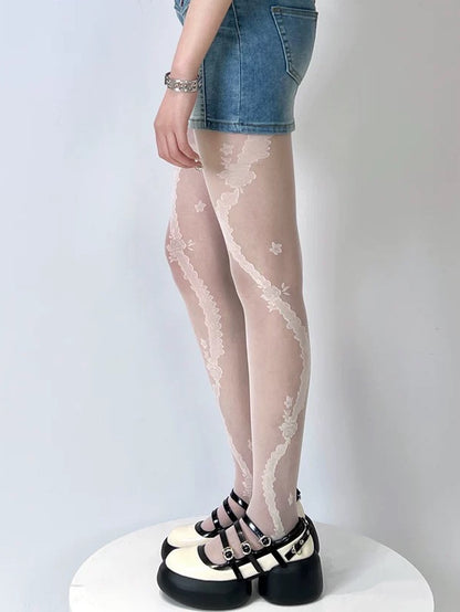 Strumpfhose mit Rosettenmuster in 4 Farboptionen