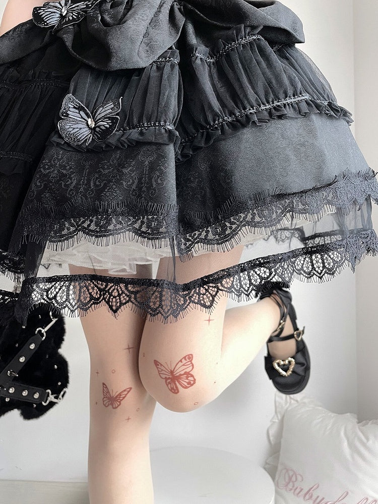 Apricot Butterfly Tatto Print Lolita Tights