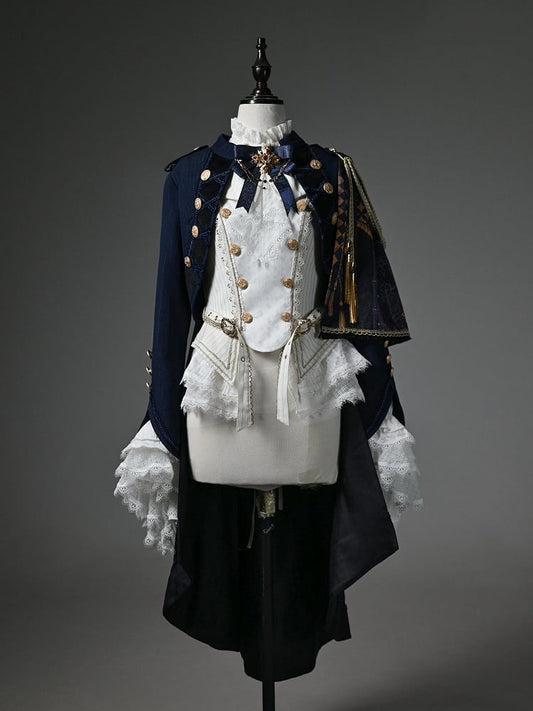 Dark Knight Top Long + Fashion Outfit Ouji - Sleeves Lolita White