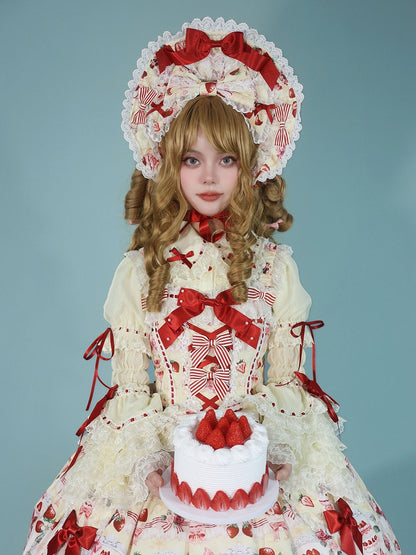 Lolita Pink Yellow White Sweet Bonnet /