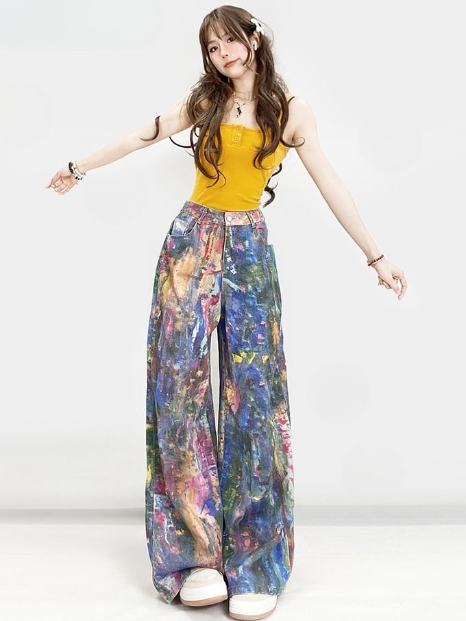 Cut Colorful Glamorous Y2K Jeans Wide-leg