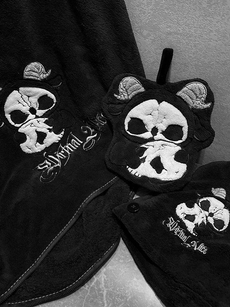 Hand Grim Drying Gothic White and Towel Black Hair Wrap Bath Reaper