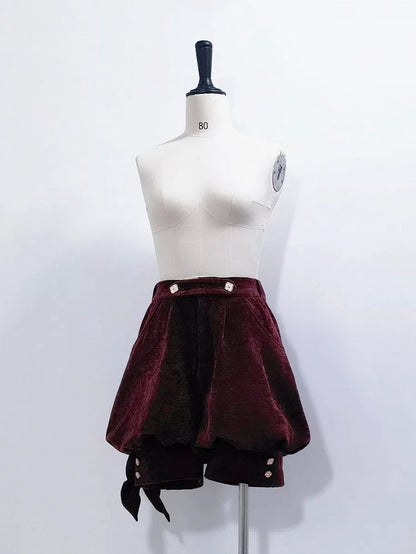 Knickerbockers Fashion Shorts Wine Velvet Red Ouji