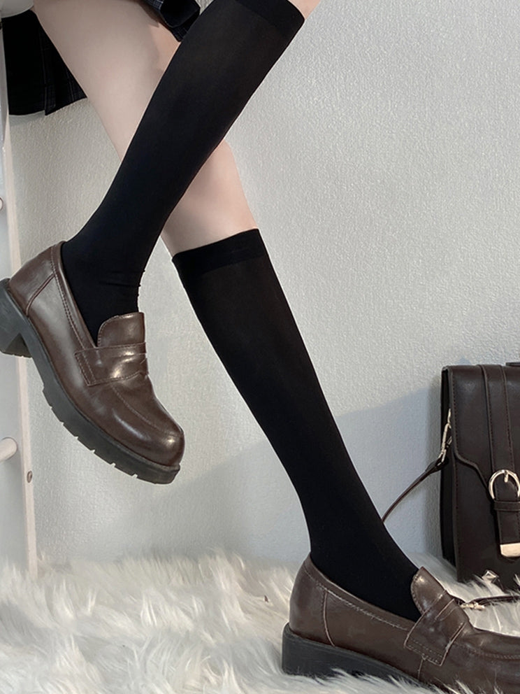 Under-Knee Stockings JK Semi-sheer Uniform Black/White