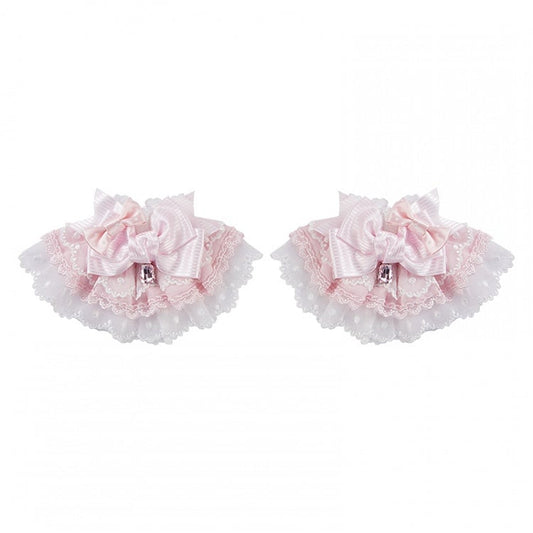 Pink / White Bowknot Wrist Cuffs