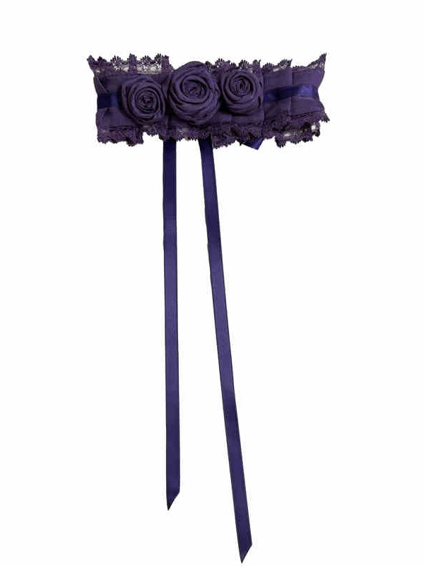 Choker Schwarz Rot Blau Dunkel / Lila Rosen