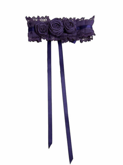 Choker Schwarz Rot Blau Dunkel / Lila Rosen