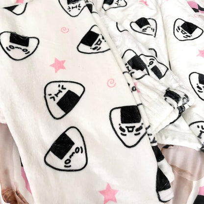 White Rice Ball Hooded Thick Pajama Set