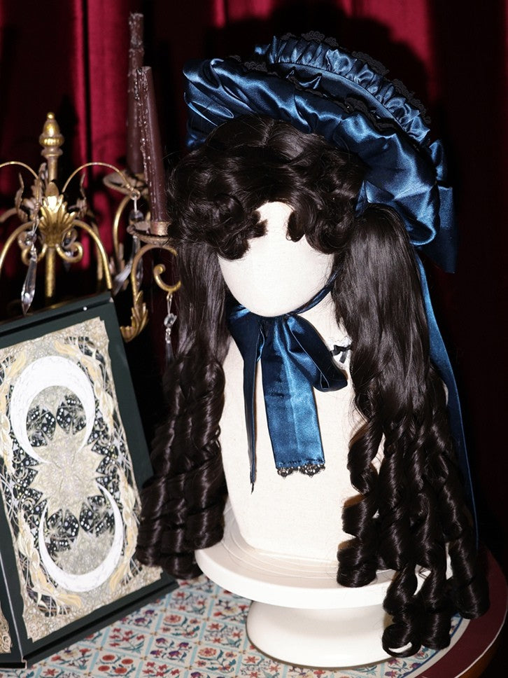 Wig Brown/Brown/Black Clips Short Claw With Double Roman + Ponytail Light Curly Bangs 50CM