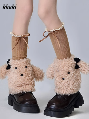 Shaggy Puppy Leg Warmers Calf Socks Set