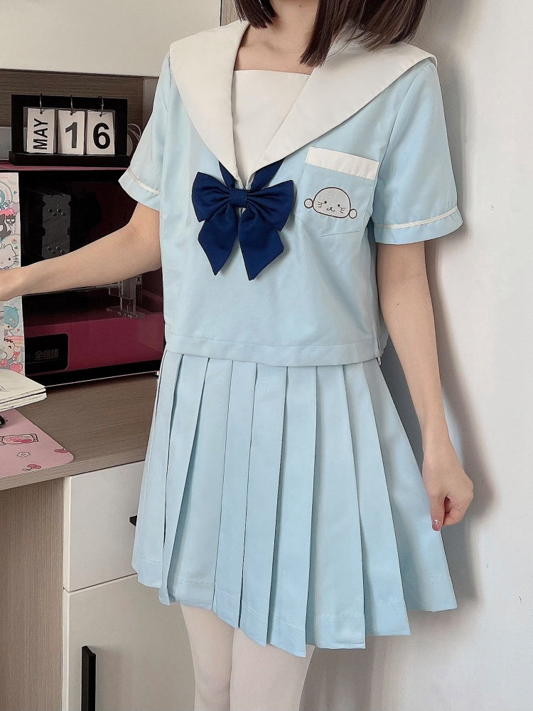 Jupe plissée bleu clair pour uniforme JK