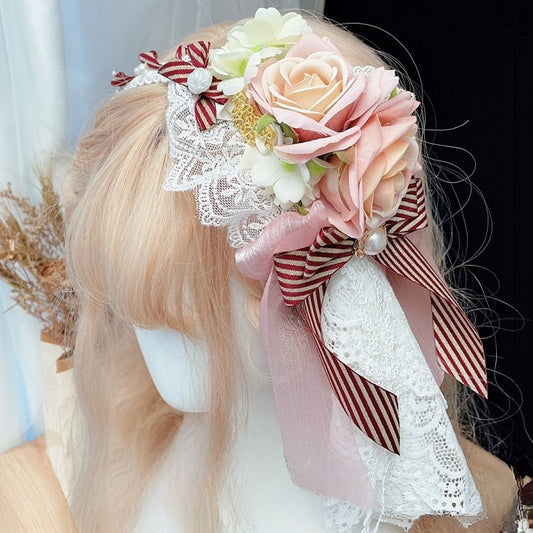 Red&Pink Christmas Rosette Design Striped Pattern Bowknot Details KC