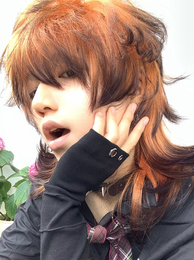 Black and Orange Ombre Ouji Style Wig