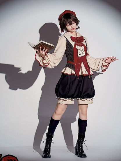 Red and Black Striped Ouji Fashion Waistcoat