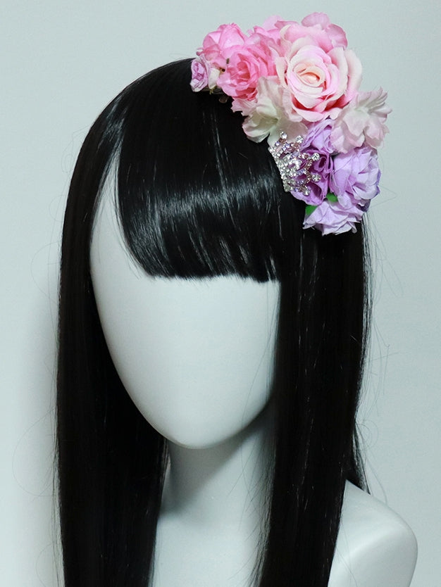 Decorated Crown PinkPurple Hairclip Design Floral