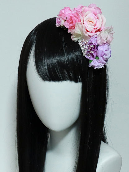 Decorated Crown PinkPurple Hairclip Design Floral