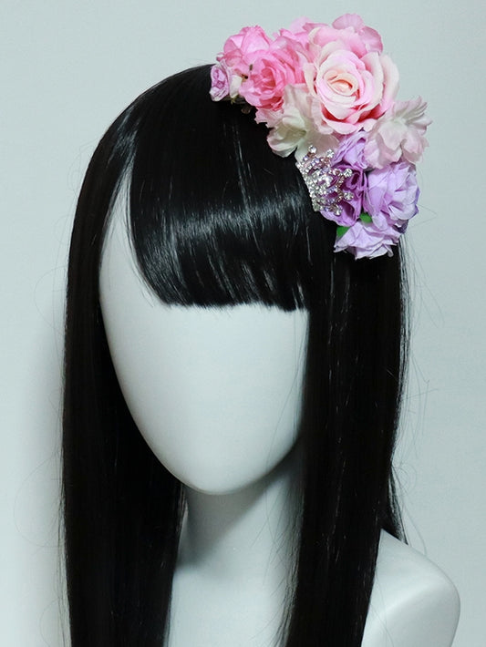 Decorated Crown PinkPurple Hairclip Design Floral