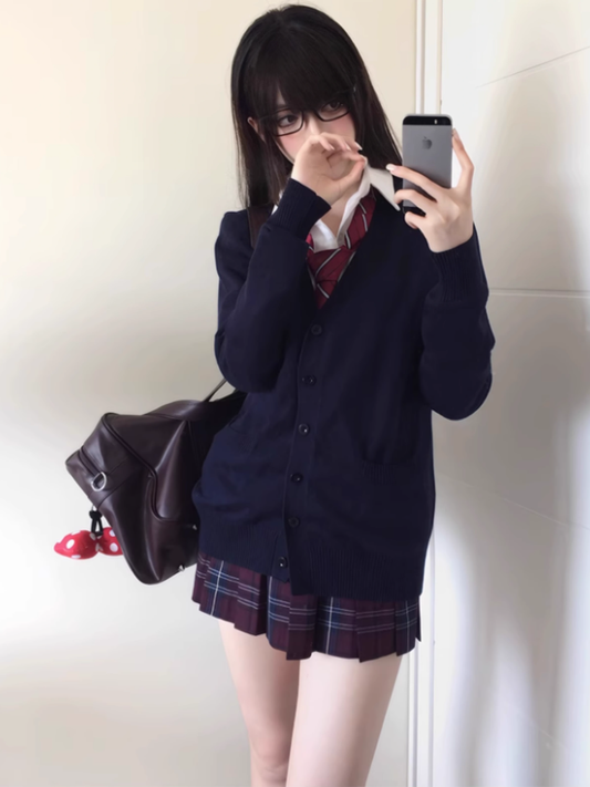 39CM Plaid Red Pattern JK Uniform Skirt Pleated