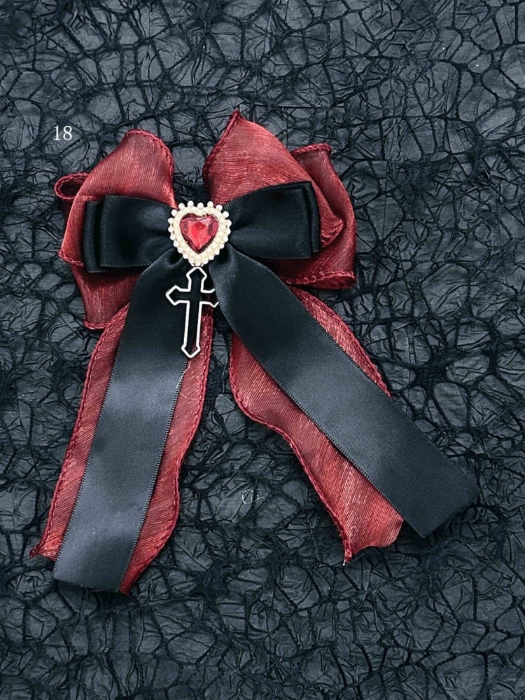 Black Red Halloween Jirai Kei Bowknot Hairclips