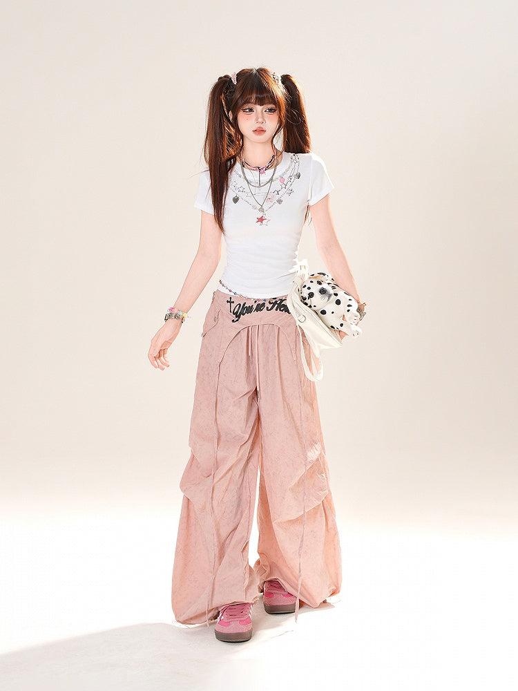 T-Shirt White Round Neck Star Necklace Print