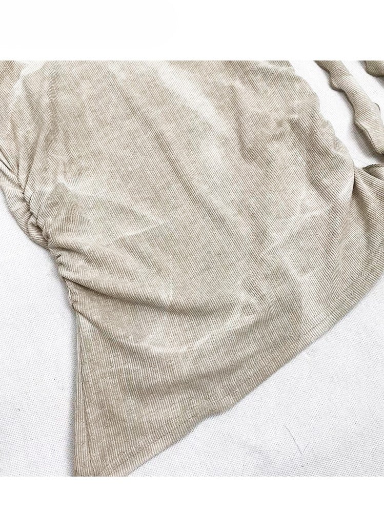 Neckline Beige Glamorous T-shirt Asymmetrical