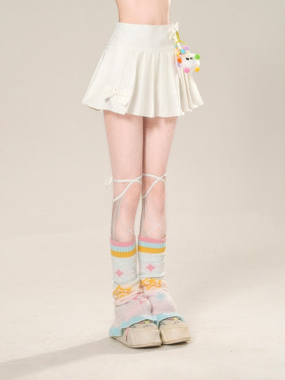 Skirt with Accents Charm JK Uniform White High Free Waist Bowknot