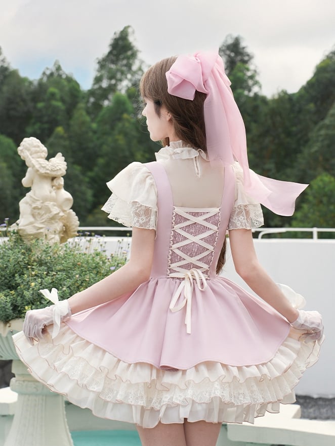 Under Beige JSK Details Cami Top Pink + Bust Lace-up Blouse Lolita