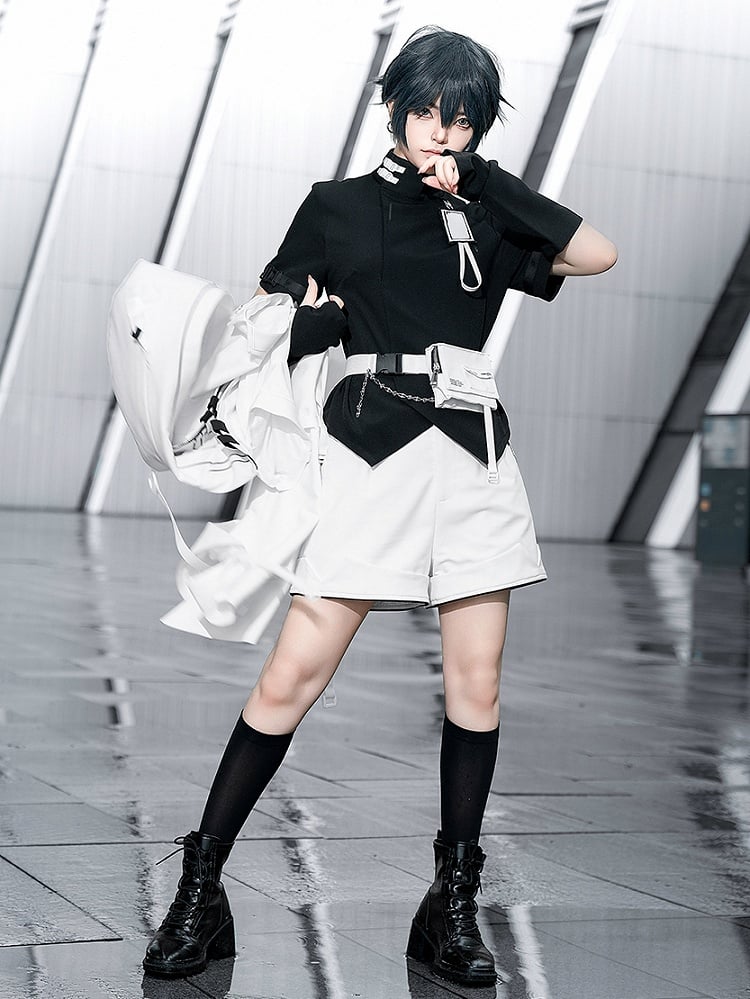 Lolita White Urban Shorts Cyberpunk Techwear Ouji