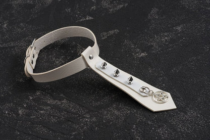 White Studded Pentagram-shaped Charm Tie Choker