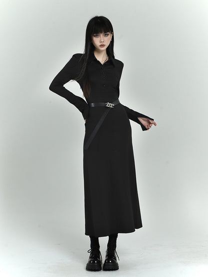 Robe chemise noire ajustée