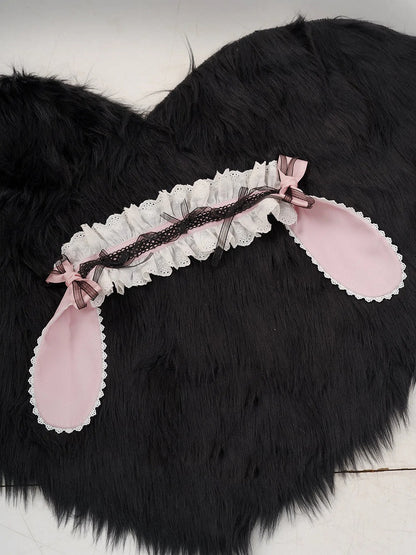 Black and Pink Bunny Ears Hairband