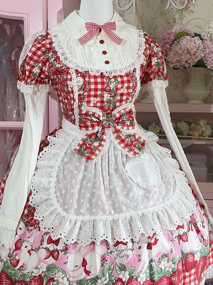 3 Apron Polka-dot Pattern Trim Heart Color Options Lace Applique