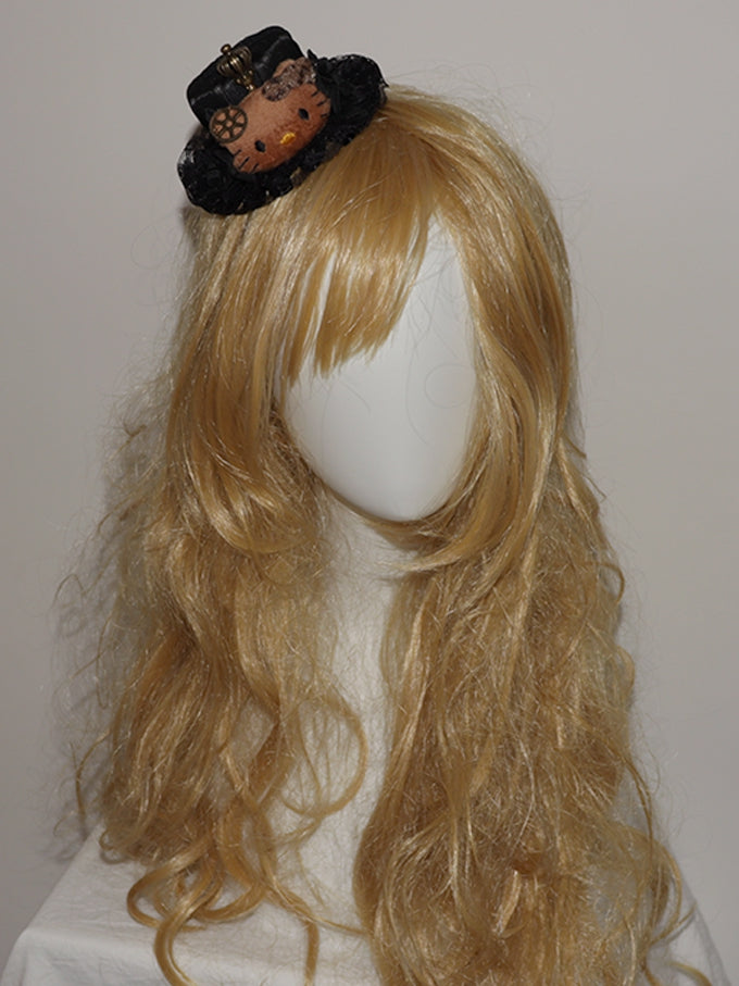 Crown Hat Mini Black Kitty Decorated